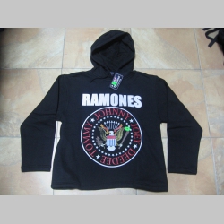 Ramones čierna mikina s kapucou 80%bavlna 20%polyester